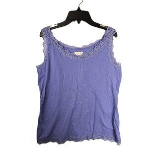 Christopher & Banks Womens Tank Top Medium Purple Lace Lavender Layering Stretch